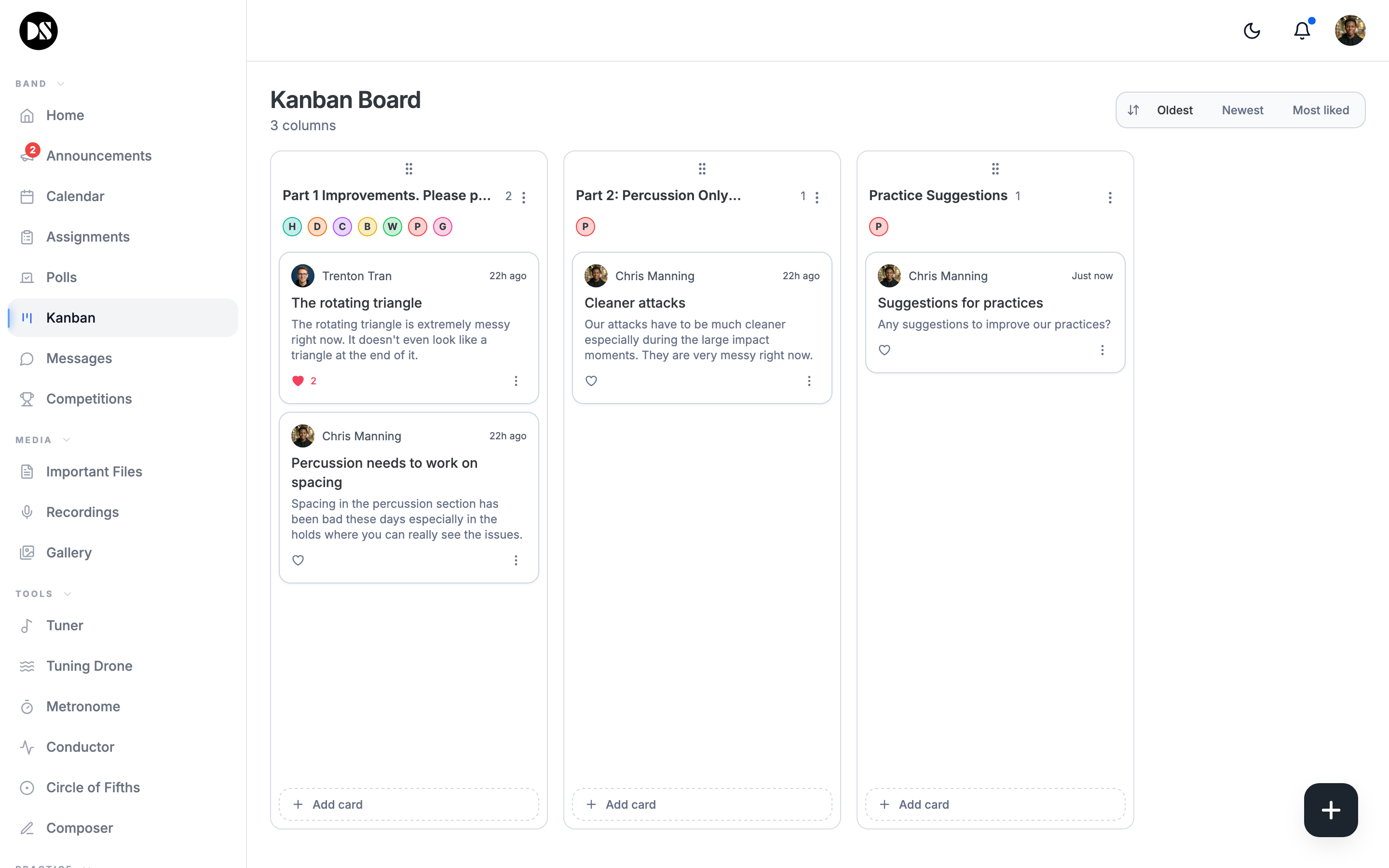 Kanban — task boards for your band