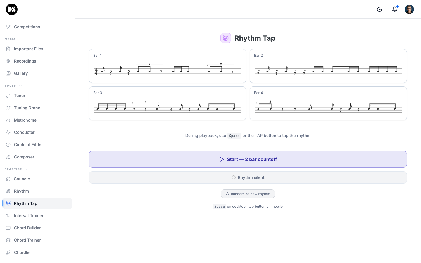 Rhythm Tap — test your rhythm and timing